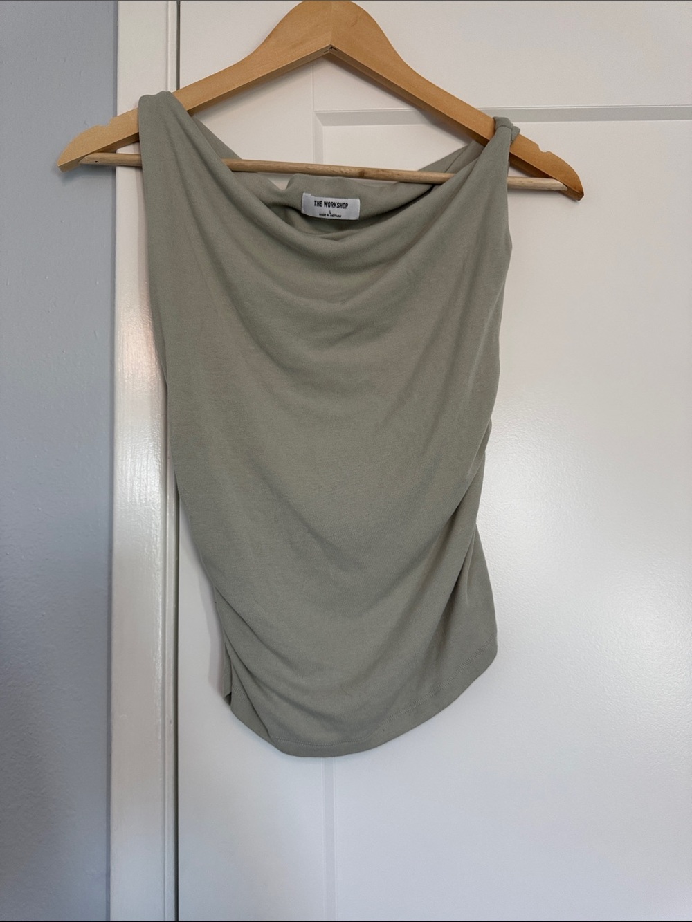 Workshop Republic Clothing Sage Green Draped Cowl Neck Camisole